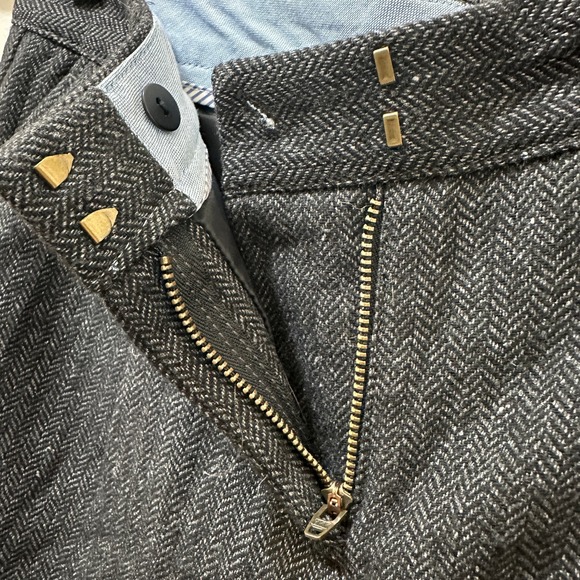 Land's End Canvas 1963 Woven Wool Short Shorts Herringbone Gray Size 4 Academia - Picture 7 of 10